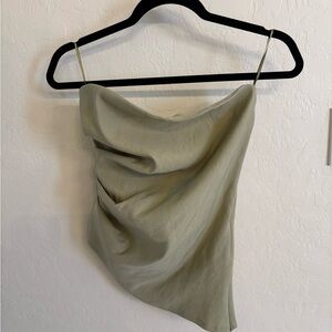 Sleek Olive Green Draped Top